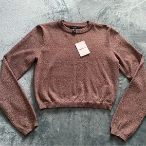 Forever 21 brown with glitter like metallic yarn crop top